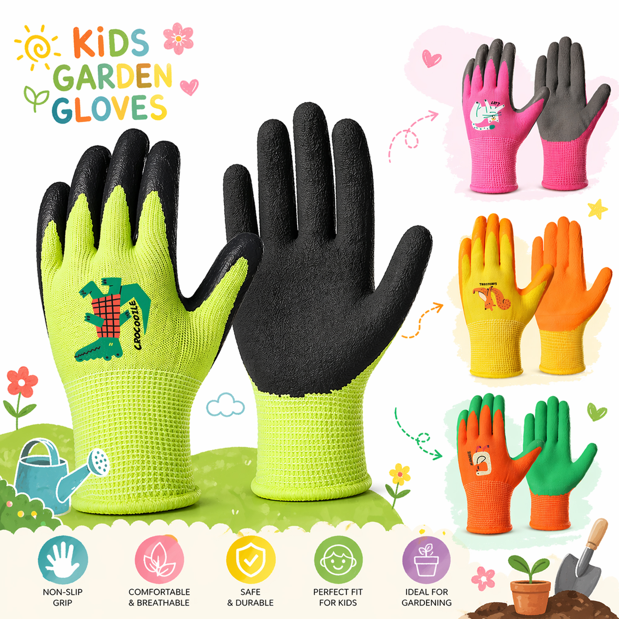 4 Pairs Kids Gardening Gloves  - Gardening Tools For Beginners reseña y precio