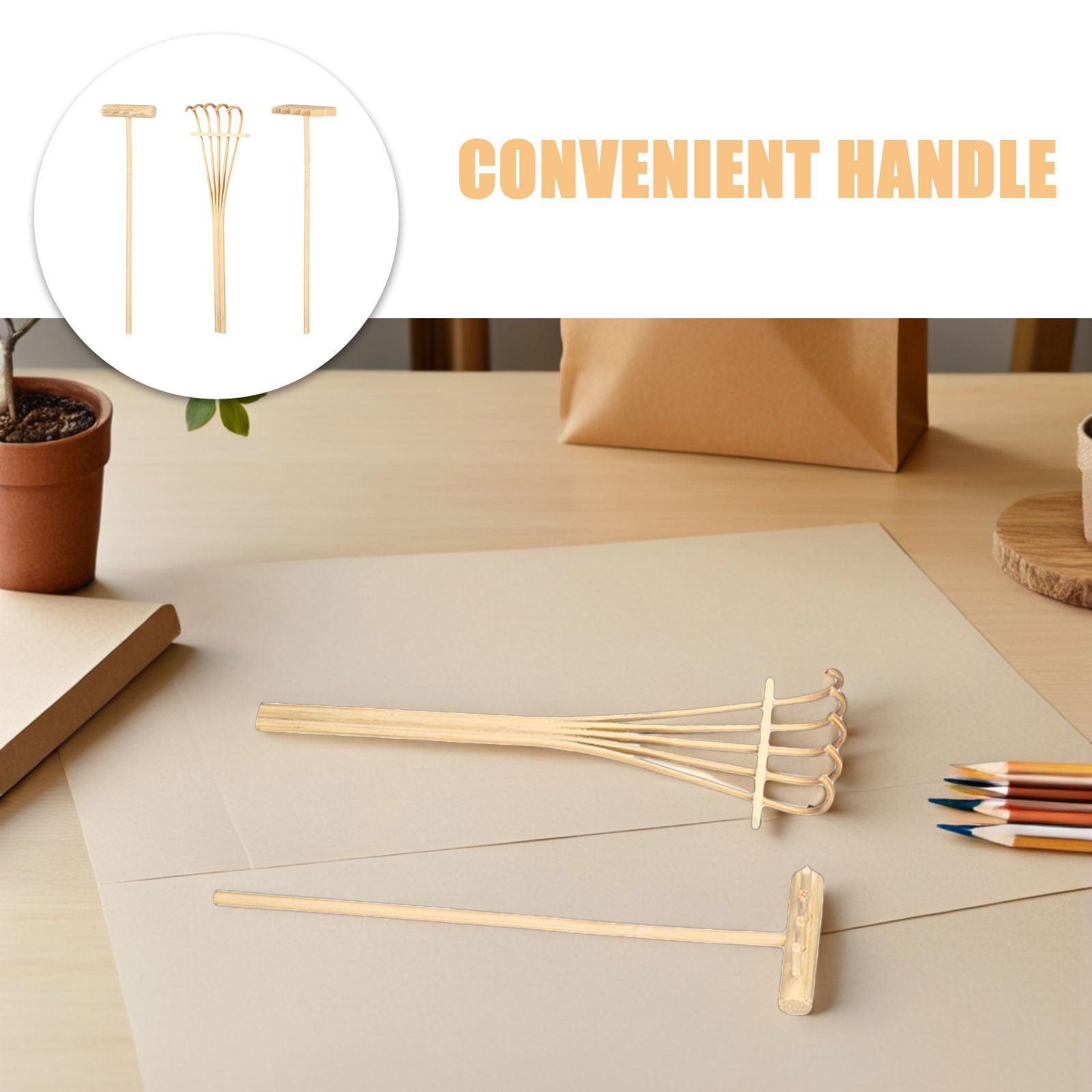 6Pcs Mini Sand Rake Bamboo Des - Gardening Tools Rake reseña y precio