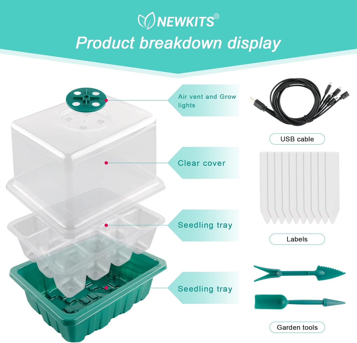 Seed Starter Tray with Grow Li - Seed Starter Trays reseña y precio