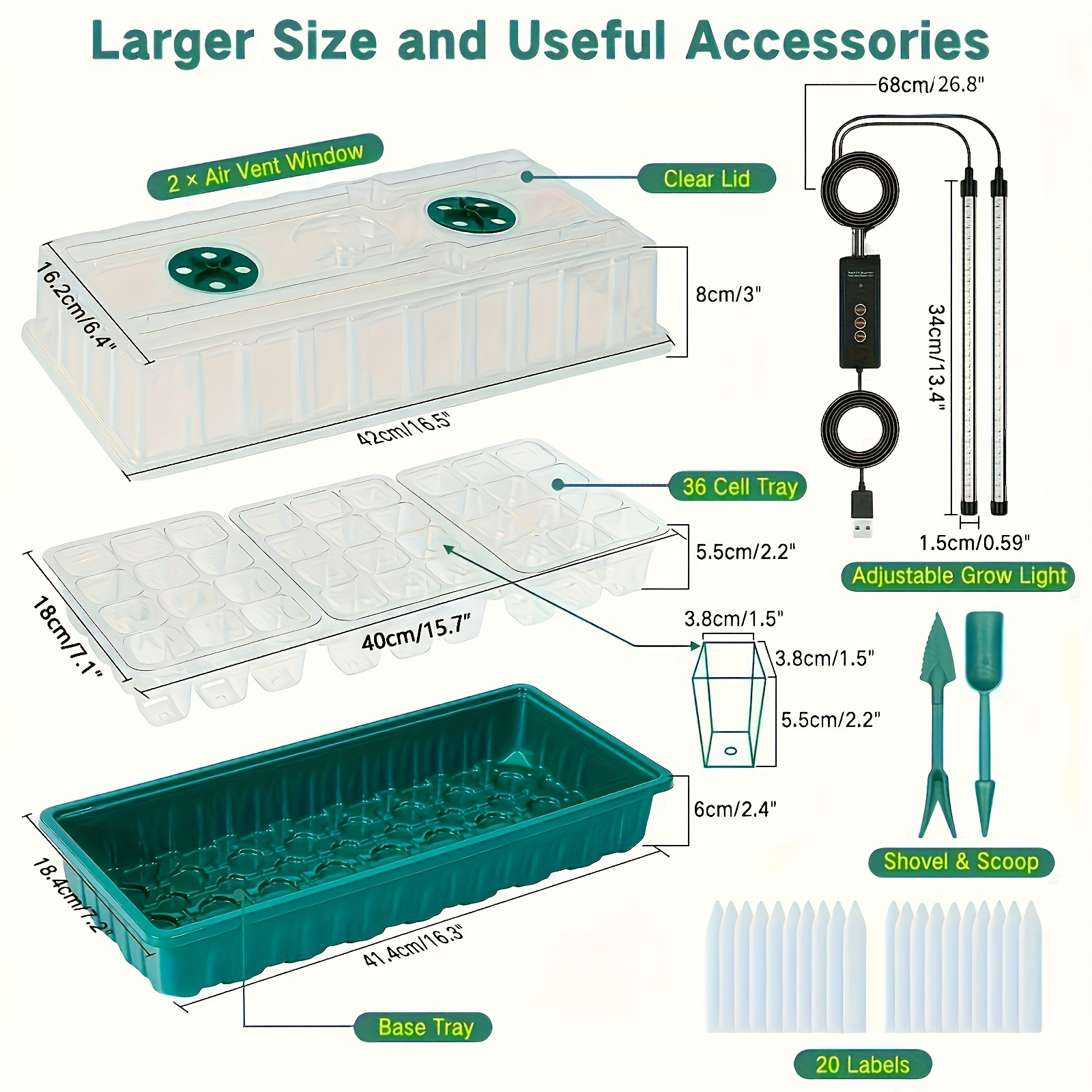 36-Cell Seed Starter Tray W/ G - Seed Starter Trays reseña y precio