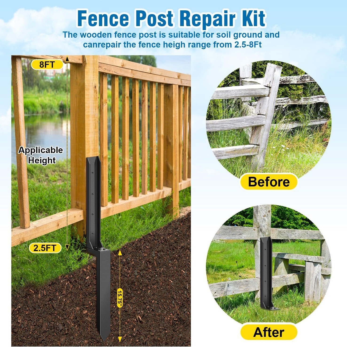2PCS Fence Repair Anchor Fence - Gardening Tools Kit For Home Garden reseña y precio