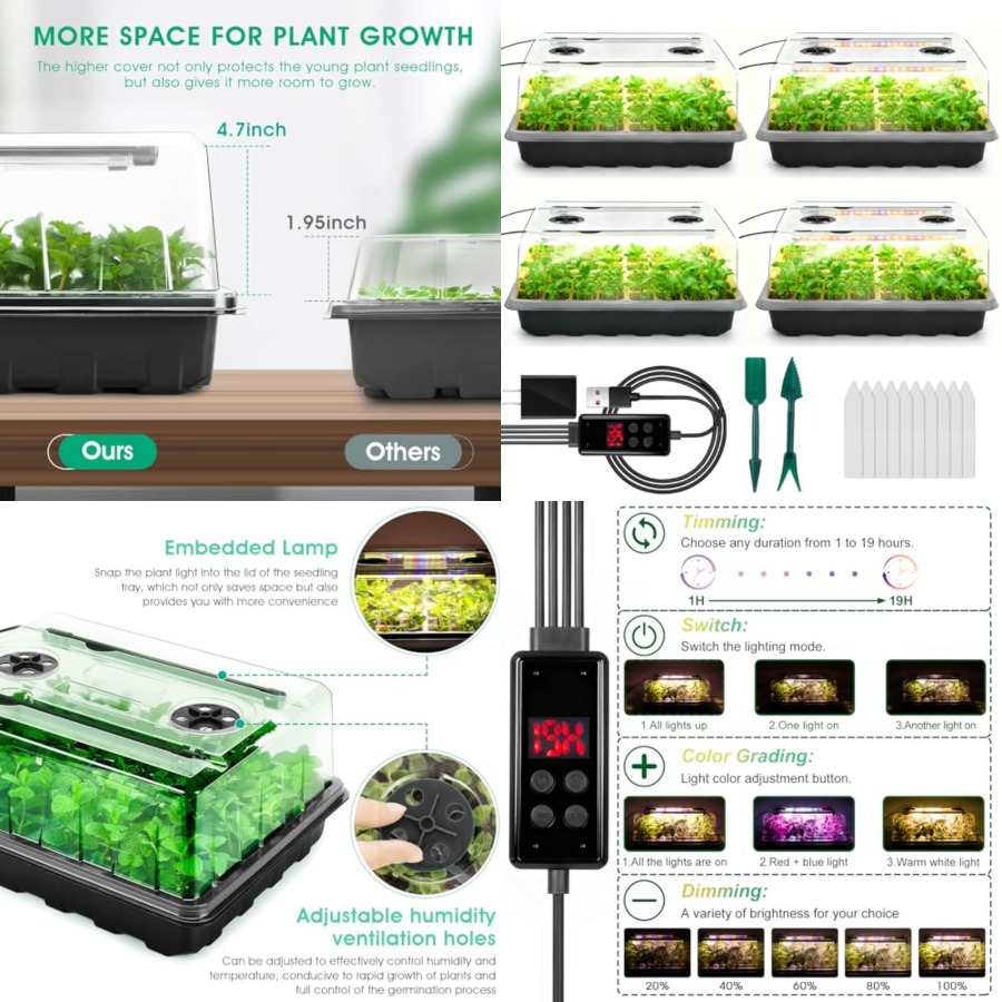Seed Starter Tray with Grow Li - Seed Starter Trays reseña y precio