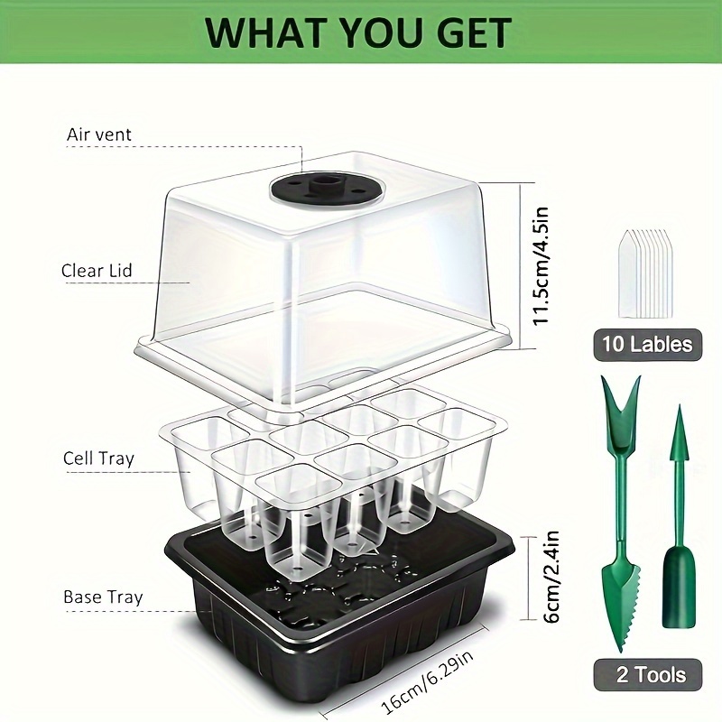 1/2/3-Pack 12/24/36-Cell Seed  - Seed Starter Trays reseña y precio