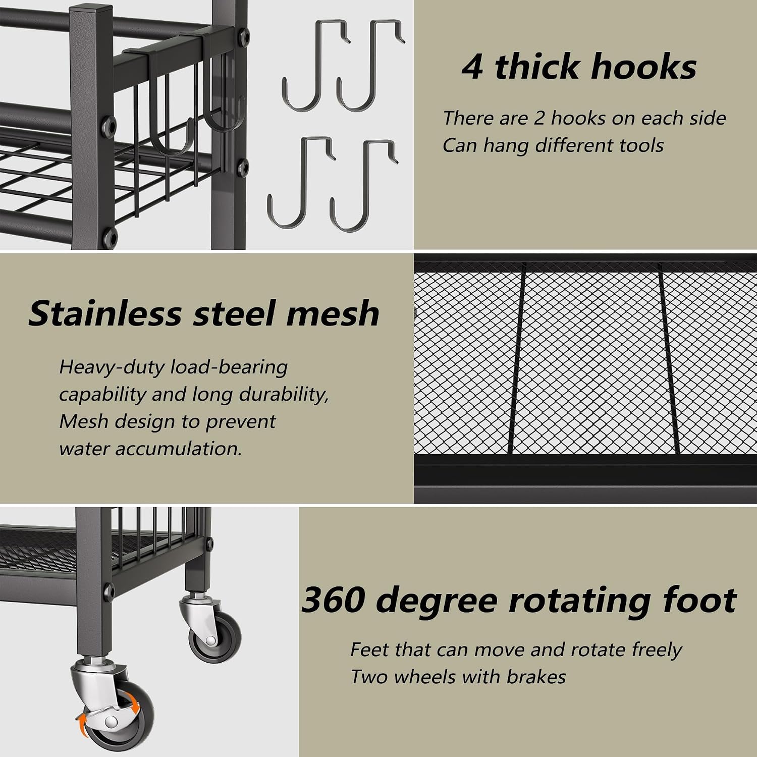 Garden Tool Organizer with Whe - Gardening Tools Rake reseña y precio
