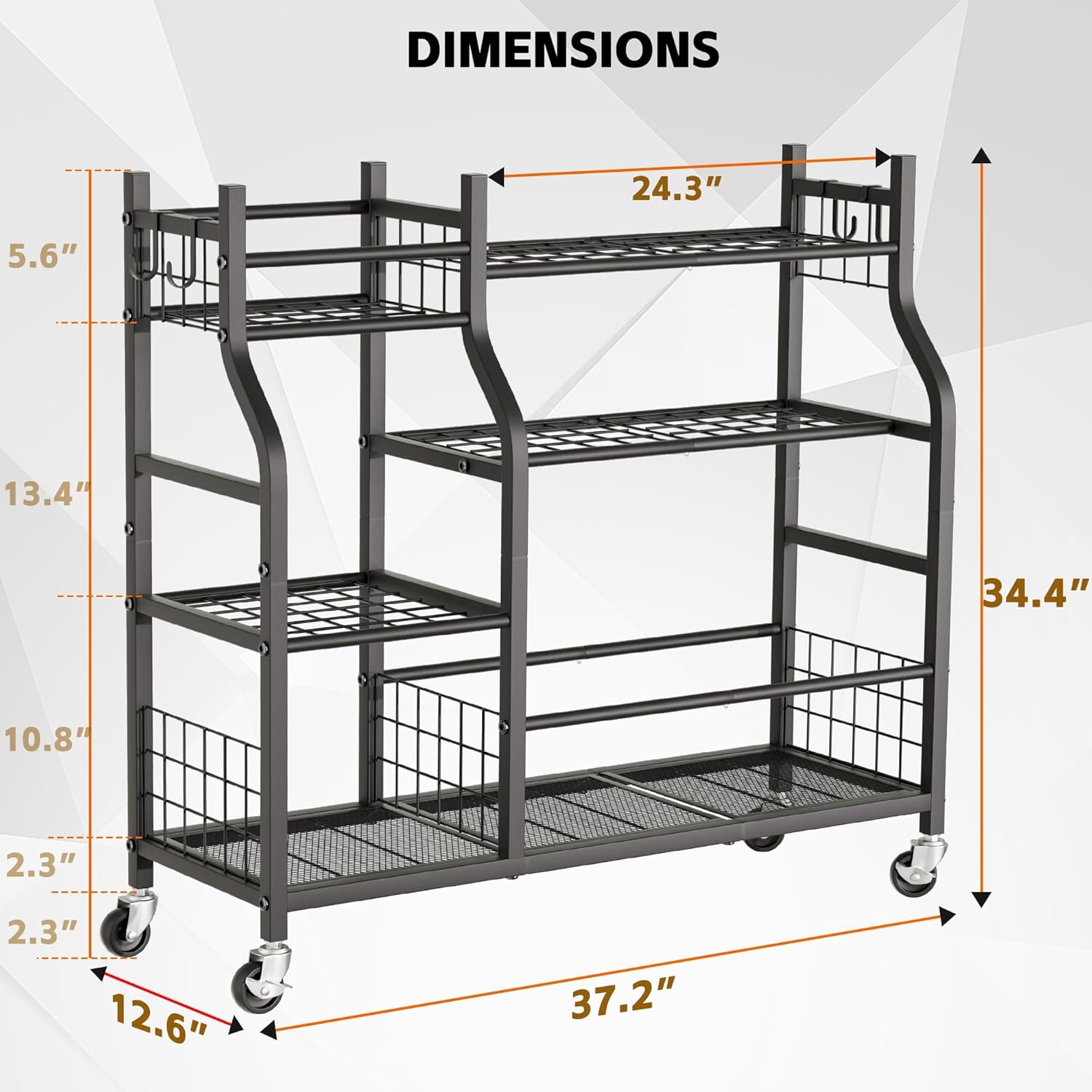 Garden Tool Organizer with Whe - Gardening Tools Rake reseña y precio